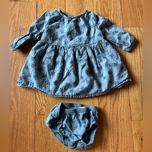 Carter's Blue Floral Set with Dress and Diaper Cover